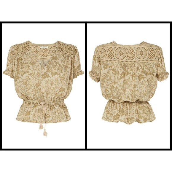 💕SPELL & THE GYPSY💕 Lioness Cap Sleeve Blouse Smoke M Medium NWT - Picture 8 of 14